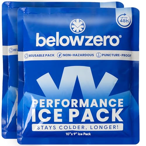 Below Zero Prefilled Reusable Ice Packs for Coolers | Long Lasting Freezer Ice Blocks for Camping, Lunch Bags & More | 48 Hour Cooler Ice Pack Technology - style: Medium - 2pk (New Design)