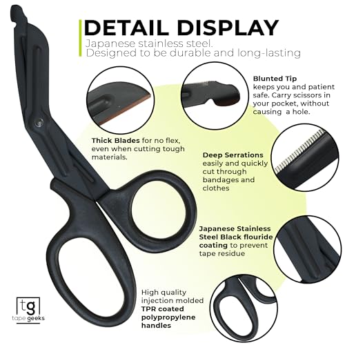 TapeGeeks Medical Scissors, Trauma Shears, Bandage & Athletic Tape Scissors