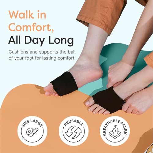 ZenToes Metatarsal Pads for Women, Ball of Foot Gel Cushion Sleeve, Large - color: Black, size: Large