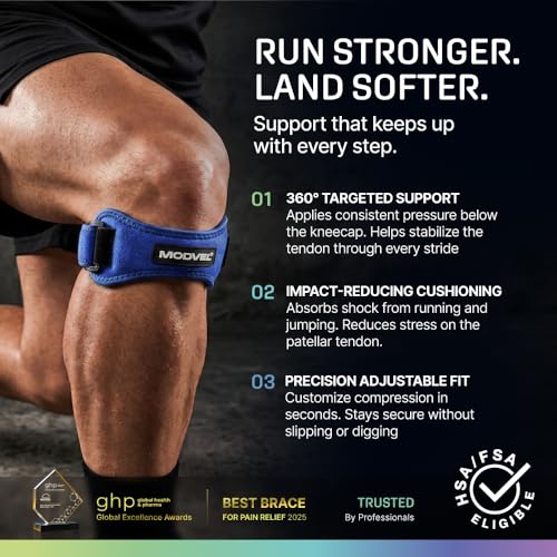 Modvel Knee Strap Patella Tendon Support Brace Band, One Size, 2-Pack - color: Royal Blue