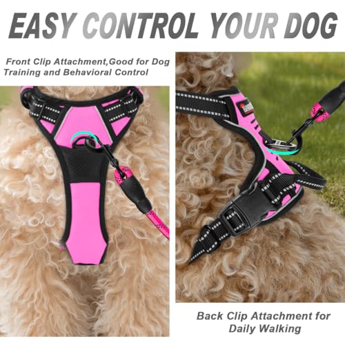 BARKBAY Dog Harness No Pull for Small Sized Dog Front Back Clips,Dog Vest - color: Pink, size: X-Small(Chest:15.5-19.5”)