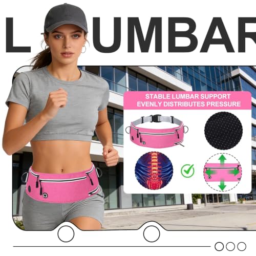 Hands Free Dog Leash with Partitioned Pouch Adjustable Waist Belt, Waist Leash for Dog Walking Running, Dual Handles,for Medium/Large Dogs - color: Pink