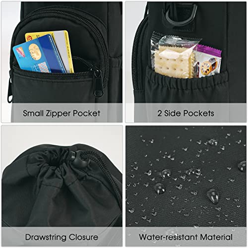 sportsnew 40oz Insulated Crossbody Water Bottle Sling Bag w/Phone Pocket - color: Black