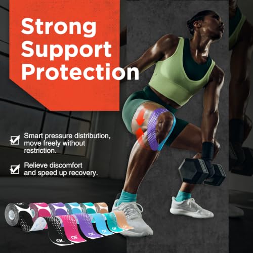 OK TAPE Synthetic Precut Kinesiology Tape for Protection, 2inx16.4ft 20PCS - color: Blue, size: 1 Rolls