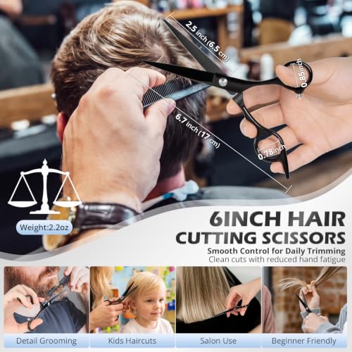 21Pcs 440C Hair Cutting Scissors Kit, Hair Scissors & Thinning Scissors Set - color: Black