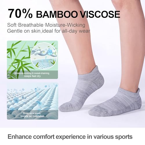 LEVSOX Ankle Compression Socks for Women and Men, Bamboo Viscose Low Cut Cushioned Athletic Running Socks - color: 3 Pairs-white,gray,black, size: X-Large