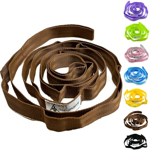 Stretching Strap Yoga Strap with Loops for Physical Therapy, Non-Elastic - color: Brown