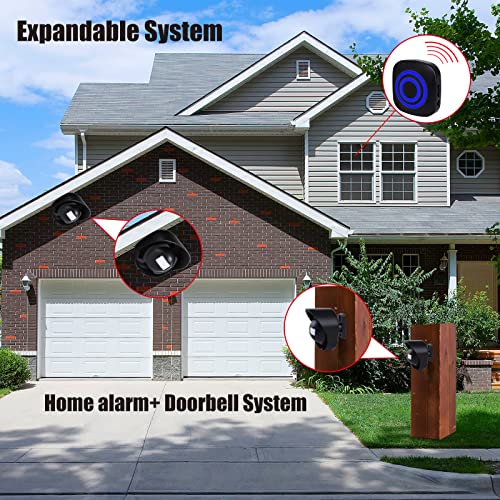 328ft Range Wireless Driveway Alarm, Outside Motion Sensor Alarm - color: Black