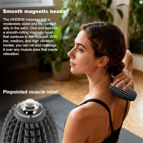HODEMI Vibrating Massage Ball Roller with Rolling Head, 3 Speeds, Black - color: Black