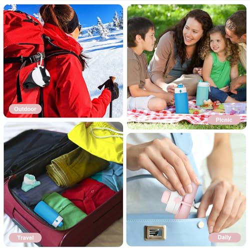 PLTCAT Collapsible Water Bottles, 19oz Foldable Silicone Travel Bottles - color: Pink
