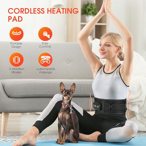 Heated Lower Back Massager, Cordless Heating Pad Brace Wrap Belt for Back