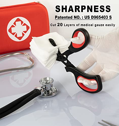 MEUUT Medical Scissors 2-Pack Trauma Shears for Nurses All Purpose Scissors - color: Black/Grey+black/Red