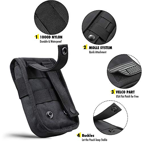 WYNEX Tactical Phone Pouch Molle, Phone Blet Holder Fit 4.0-6.7" Screen - color: Black