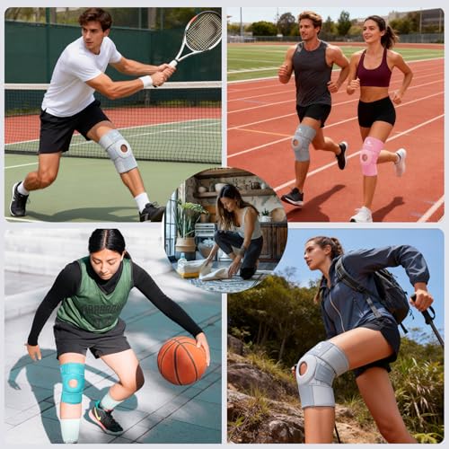 Kuangmi Knee Brace with Side Stabilizers & Patella Gel Pad,Adjustable Compression Knee Support with Arthritis Relief,Injury Recovery,Running,Weightlifting,Climbing(Grey,2-Springs,S/M - color: Grey(2 Springs), size: S/M