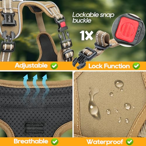 HEELE Dog Harness, Soft Padded, Neck Release Buckles,Easy On & Off, Brown S - color: Lock Brown, size: S (Pack of 1)