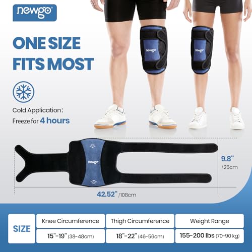 NEWGO 360° Knee Ice Wrap, 60-Min Cold Therapy with Ice Grid, 2 Pack