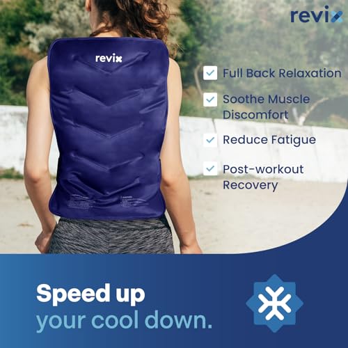 REVIX XXL Ice Pack for Back, Reusable Gel Cold Pack for Full Back Coverage - color: Navy