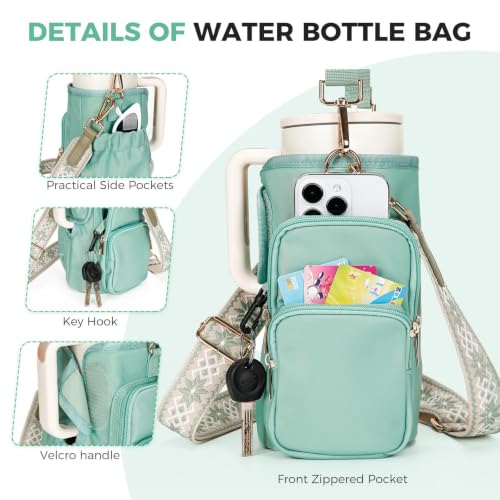 Water Bottle Carrier with Strap, Water Bottle Holder for Daily Use - color: Green