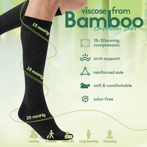 Compression Socks Women & Men 15-20 mmHg for Flying - color: I1-3pairs (Dark Gray&steel Blue&light Gray), size: Large-X-Large