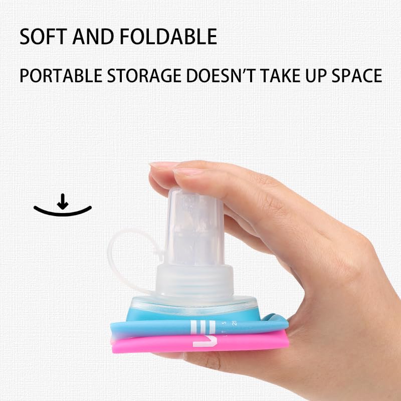 WRELS Soft Flasks TPU Soft Water Bottles Folding Soft Running Water Flask Small for Outdoor Sports Hiking Hydration Pack 8oz/17oz Hiking Cycling Climbing - color: Yellow-250ml