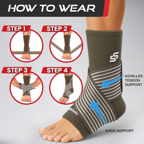 Sleeve Stars Ankle Brace Men & Women Support (Single/M:10"-12"/Mocha Brown) - color: Mocha Brown, size: Medium