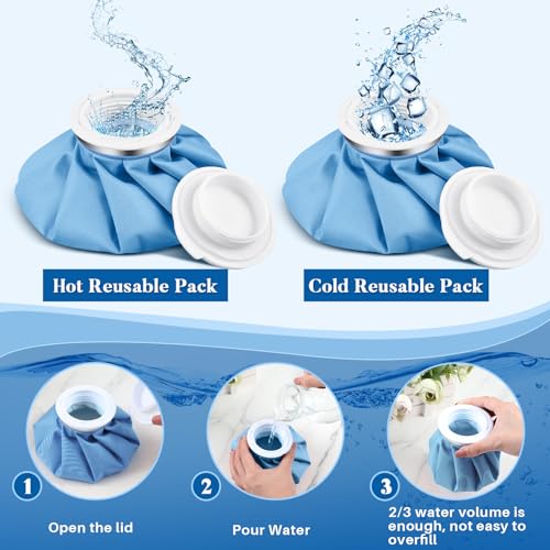 Honoson Reusable Ice Bags for Injuries 2 Pack, 6” Hot & Cold Ice Packs, Leak Proof Cold Compress for Pain Relief, Swelling, Sprains, Headache, Fever & Summer Cooling Relief, Toothache(Blue) - color: Blue