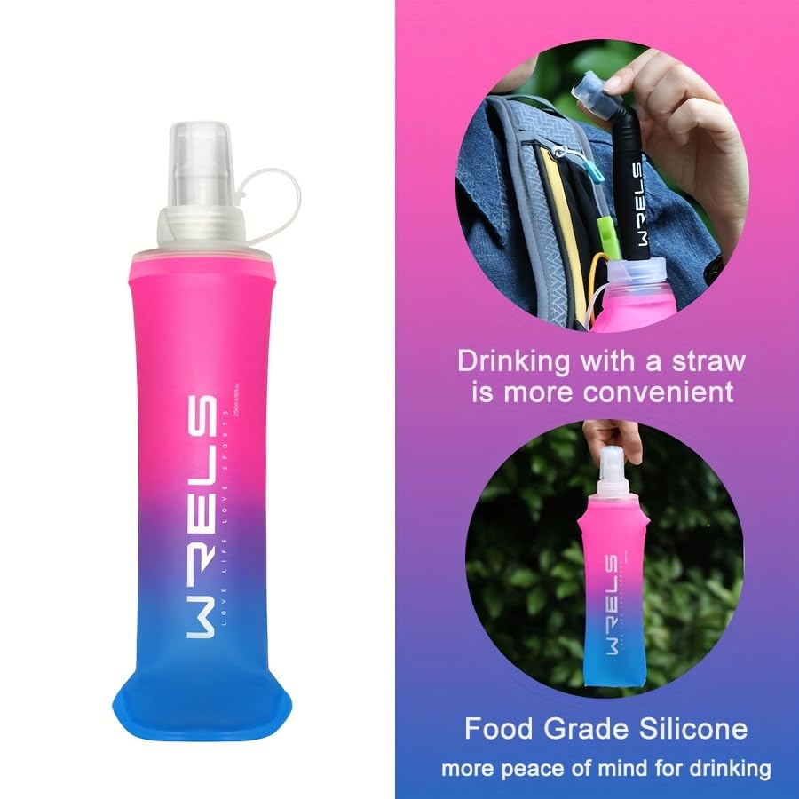 1 pcs 250ml Soft Flask Folding Collapsible TPU Water Bottle for Outdoor Running Hiking Cycling