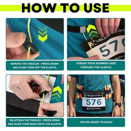 VeloChampion Triathlon Race Number Running Gel Belt, 2 Toggles, 1 Pack - style: 2 Toggle Belt