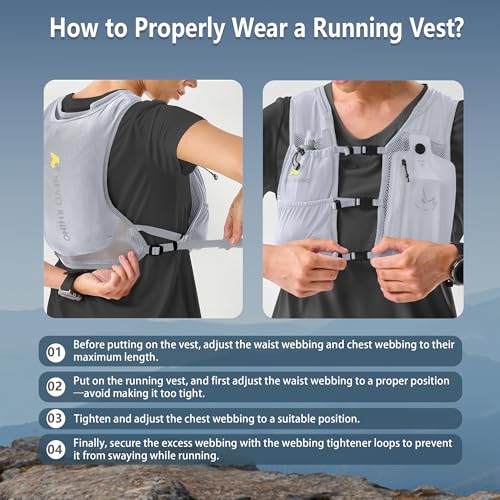 N NEVO RHINO Running Vest with 350ML TPU Soft Flask,Adjustable Chest Straps - color: Gray