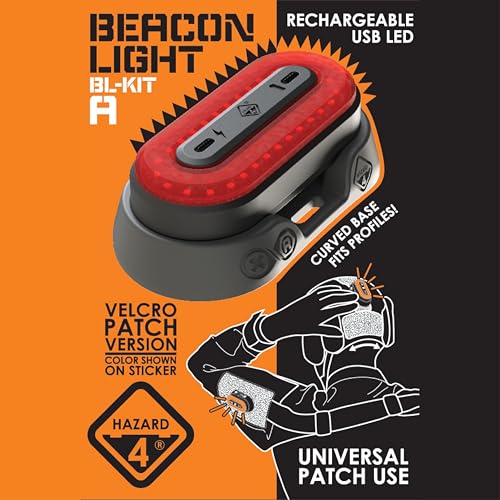 HAZARD 4 Beacon Light Kit-A - LED Core - Rechargeable Wireless Strobe Device - Amber Warning Light - Battery Powered - Includes Hook Mount, Loop Cover, Charge Cable - style: Kit - a