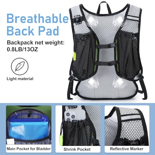 Lightweight Hydration Backpack, Running Backpack with 2L Water Bladder - color: Army Green-2