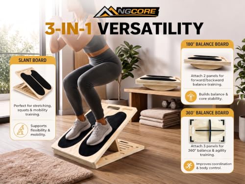 3 in 1 Slant Board & 180°/360° Balance Board, (400LBS) Capacity