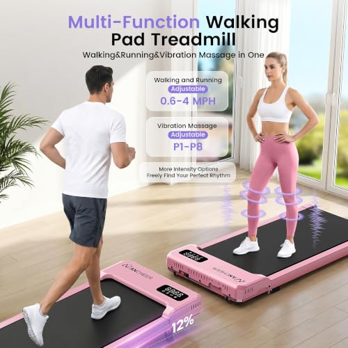 Walking Pad Vibration Plate Combo, Under Desk Treadmill with 12% Incline
