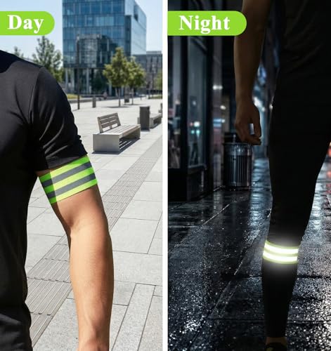 Reflective Bands, 6Pcs Reflective Arm Bands for Runners Adjustable Straps