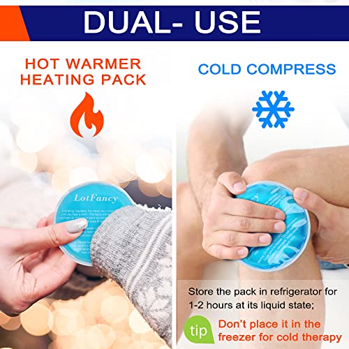 LotFancy Reusable Hand Warmer, 6 Click Activated Instant Heat Packs and 1 Wrap, Gel Heating Pad, Snap Hot Therapy Compress for Pain Relief, Outdoor & Small Portable Size - style: 6 Round+1 Wrap