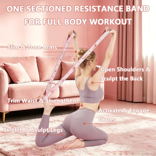 Fabric Exercise Straps, Number Stretch Resistance Bands with 10/12 Loops - color: Pink, size: 10Loops