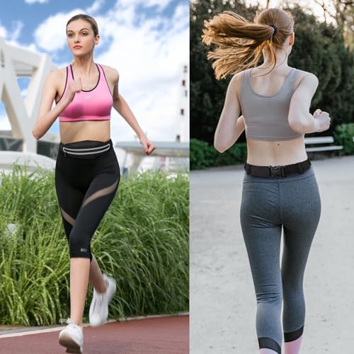 Running Belt Fanny Pack, Running Waist Pack for Women & Men USA Patented Hands-Free Reflective Runner Pouch Belt Fitness Workout Bag No-Bounce Adjustable Sport Travel Fanny Pack Cell - color: Silver