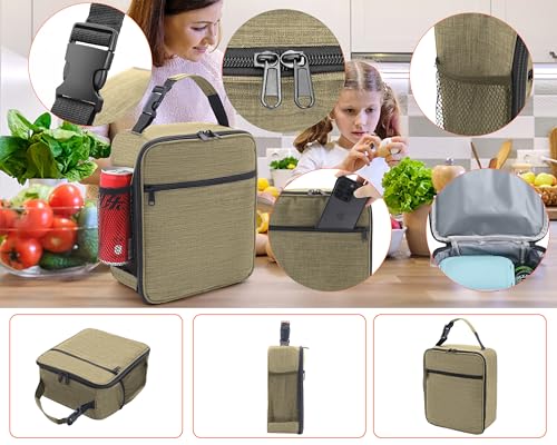 ZM-YOUTOO Lunch Box for Men - Reusable Lunch Bag Men Adult Women- Insulated Small LunchBox (Beige) - color: Beige