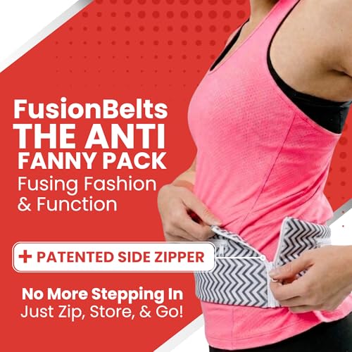 Fusion Belts Running Belt for Women & Men - Patented Side Zipper On Design - color: Mini Chevron, size: Small