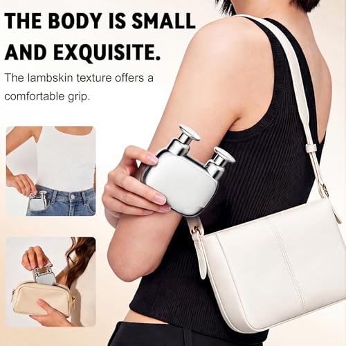 Double Head Mini Massage Gun,Portable Massage Gun Deep Tissue, Rechargeable, Compact Handheld Massager for Muscle Fatigue Relief, Home/Office/Travel,Gifts for Men Women, Silver - color: Silver