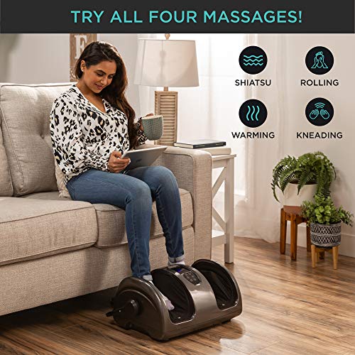 Best Choice Products Shiatsu Foot Massager with Heat for Plantar Fasciitis & Neuropathy, Kneading Foot & Calf Massager with Remote, 360° Adjustable Handle, Rolling & Compression Massage - Gray - color: Gray