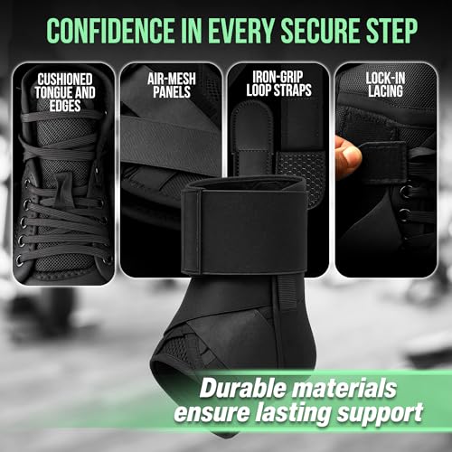 Reinforced Lace Up Ankle Brace with Side Stabilizers & Straps, Support Wrap - size: Medium
