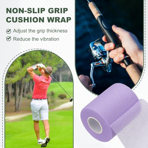 Pre Wrap Tape, Non-Slip Grip Cushion Wrap Prewrap Athletic Tape Fitting for (Tennis- Badminton - Pickleball - Sports) - color: Purple