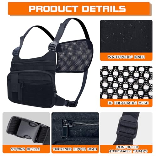 KINGSLONG Running Vest, Chest Bag for Men, Chest Pack, Hiking (B-Holster) - color: B-Holster