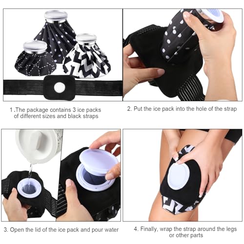 Nuanchu 3 Pcs Reusable Ice Bags for Injuries, Plaid, Black - size: Black, style: Plaid