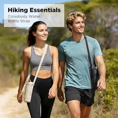 EasyAcc Water Bottle Holder Strap Sling, for Owala FreeSip 24 32 40 oz, Hydro Flask, Cirkul, Yeti, Stanley Flip, Universal Water Bottles, with Carabiner, for Walking Curise Travel (Bottle Excluded) - color: Lightly Toasted