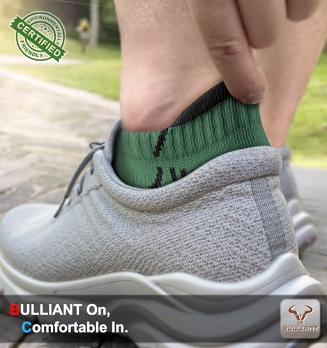 BULLIANT Men Running Ankle Socks 6Pack-Cushioned Support-Low Cut No Show - color: Shale Green8246, size: 6-9