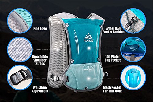 AONIJIE 5L Outdoor Sport Multifunctional Camping Backpack Cycling Running Climbing Hiking Hydration Vest Pack - color: Black With 500ml Soft Flask