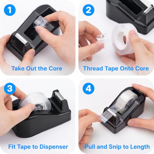 OWLKELA 2 Pcs Desktop Tape Dispenser, Black - color: Black, size: 2 Pcs