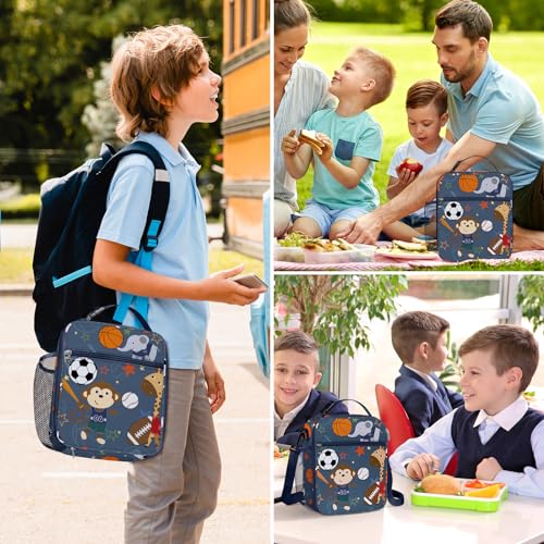 Clastyle Animal Ball Insulated Kid Lunch Bag for Boy Lunch Box, Giraffe Elephant - color: Monkey Ball